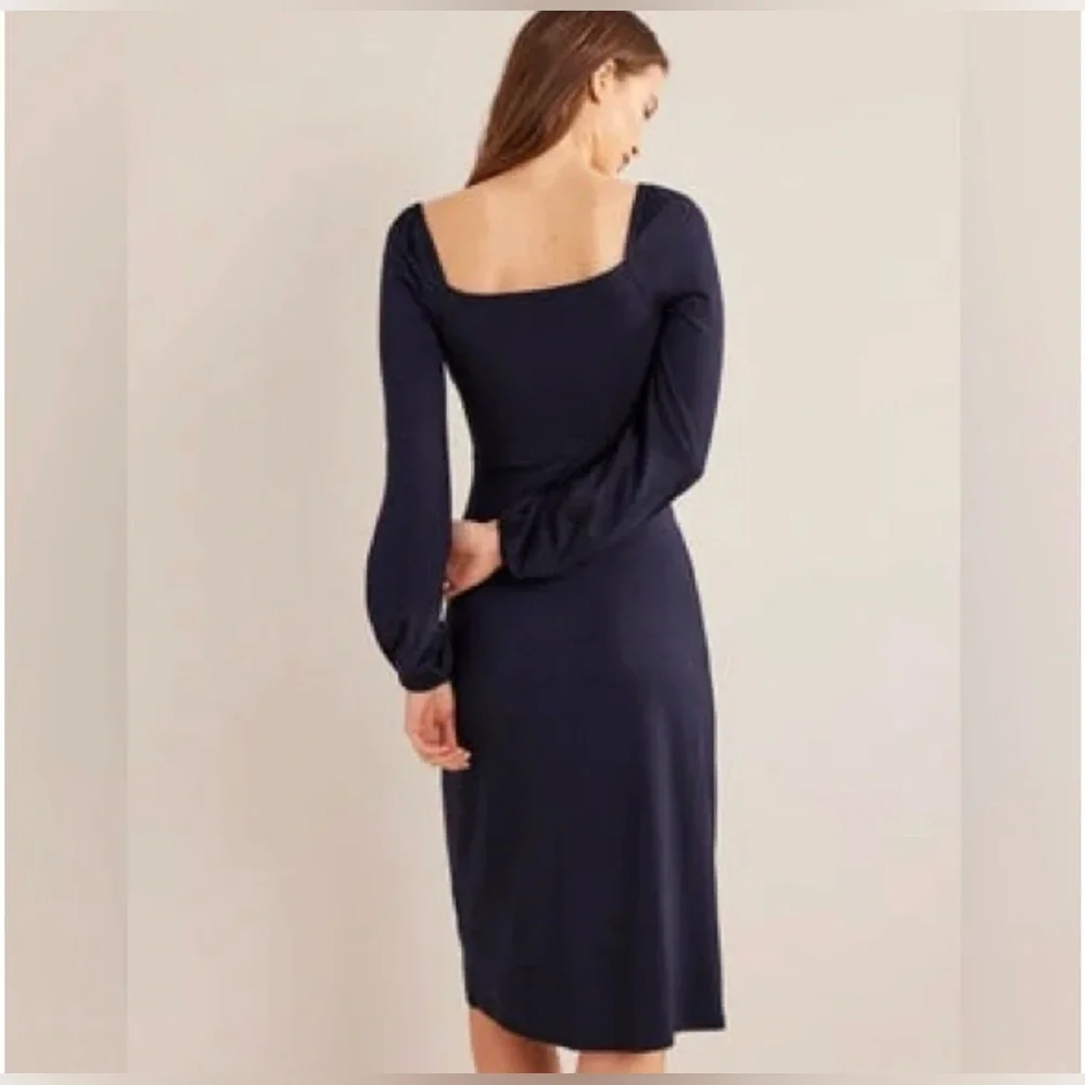 Boden Navy Blue Square Neck Jersey Dress Size 12P Petite - Picture 7 of 8